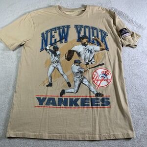 New York Yankees Shirt Mens Large Beige MLB Baseball Mitchell & Ness Graphic